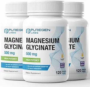 Magnezyum Glycinate 500 mg [High Potency] Veggie Caps, Chelated for Superior Abors, Non-GMO, NO Gluten ve Süt, Destekler Kas, Ortak ve Kalp Sağlığı | Total 360 Capsules