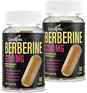 Berberine Supplement 1200mg - High Bioavailability Berberine HCL Microbeadlets,GLP-1 & AMPK Activator for Women Men 180 Vegan Capsules