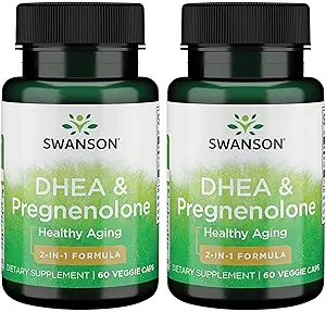 Swanson Dhea ve Pregnenolone Kompleks 60 Veg Capsules (2 Pack)
