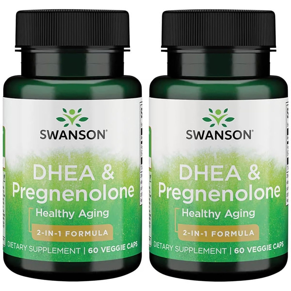 Swanson Dhea ve Pregnenolone Kompleks 60 Veg Capsules (2 Pack)