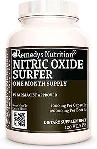 Remedy'nin Beslenme Nitrik Çimento Surfer | 1.000 mg, 120 Vegan Capsules Diyeter Supplement | Two Moon Supply