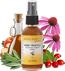 Mickelberry Gardens Honey Propolis Throat Spray - Soothing Sore Throat Relief & Propolis Immune Support - Herbal & Honey Formula (2 oz)