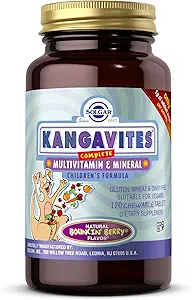 Solgar Kangavites, Bouncin' Berry Flavor - 120 Chewable Tabletler - Çocuklar için Multivitamin & Mineral Formula - Vegan, Gluten Free