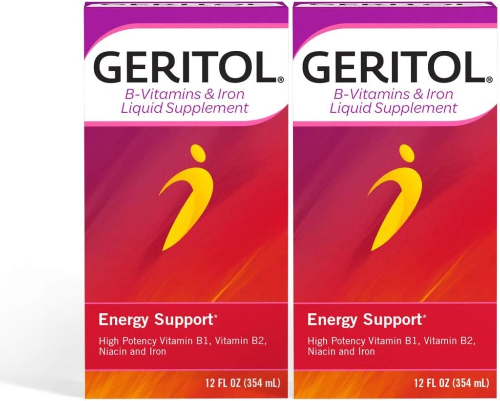 Geritol Υγρή βιταμίνη και το συμπλήρωμα σιδήρου, την ενεργειακή υποστήριξη, περιέχει υψηλής ισχύος B-βιταμίνες και σίδηρο, ευχάριστη γεύση, εύκολο να καταπιούν, καμία τεχνητή γλυκαντικά, μη GMO, 12 Oz, 2 συσκευασία