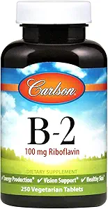 Carlson - B-2, 100 mg Ριβοφλαβίνης, Παραγωγής Ενέργειας, Υποστήριξης Οράματος & Υγιεινού Δέρματος, 250 χορτοφαγικά δισκία