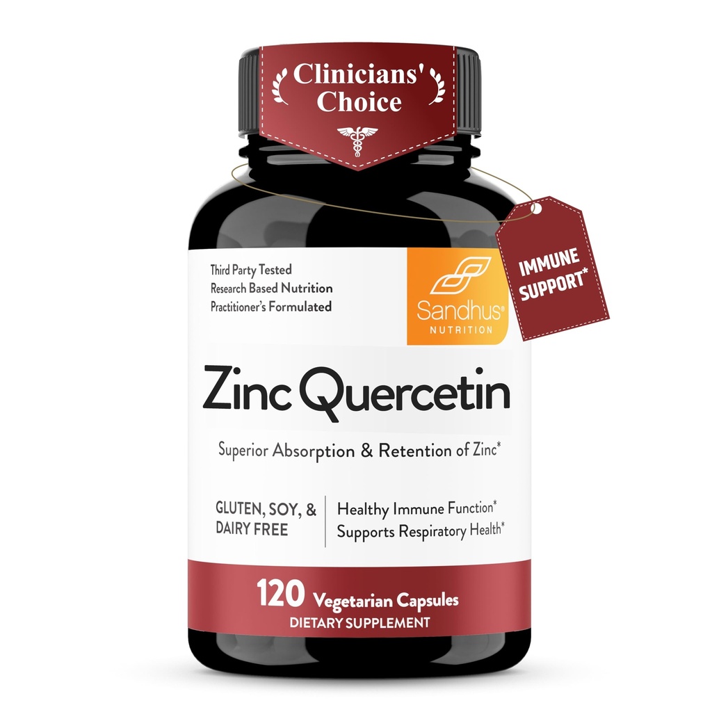Sandhu'nun çinko Quercetin 120 Vejetaryen Kapsülleri ( 1) | Antioksit Immune Support for Men and Women | Gluten, Soy, Dairy Free