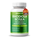 RHODIOLA ROSEA Supplement- 11-in-1 Natural Meeting with Chamomile L-Theanine Ashwagandha Holy Basil Valerian Passionflower - 150 Count - Made & Tested in the USA