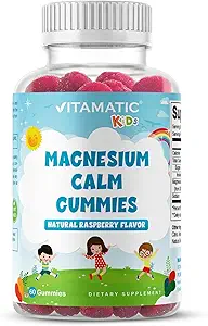 Vitamatic Kids Magnezyum Calm Gummies - 60 Vegan Count - Great Tasting - Sağlıklı, Kas, Bone, & Energy Support
