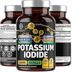 Premium Potassium Iodide Tablets, Natural KI Pills to Support Immunity, 130 mg per Serving, 150 Count