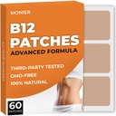 B12 Patches (160 of 60) - Kadınlar ve Erkekler için% 100 Doğal Patch - Şirket, Enerji, Focus & Body Support - Geliştirilmiş Formula