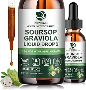 (2 Pack) Soursop Graviola Leaf Extract Liquid Drop Plus Pure Botanical Sea Moss for Cell Support & Rejenerasyon, Immunity, Liver, Gut & Antioksi - Soursop Bitters Liquid, Natural Flavor, 1 Fl Oz