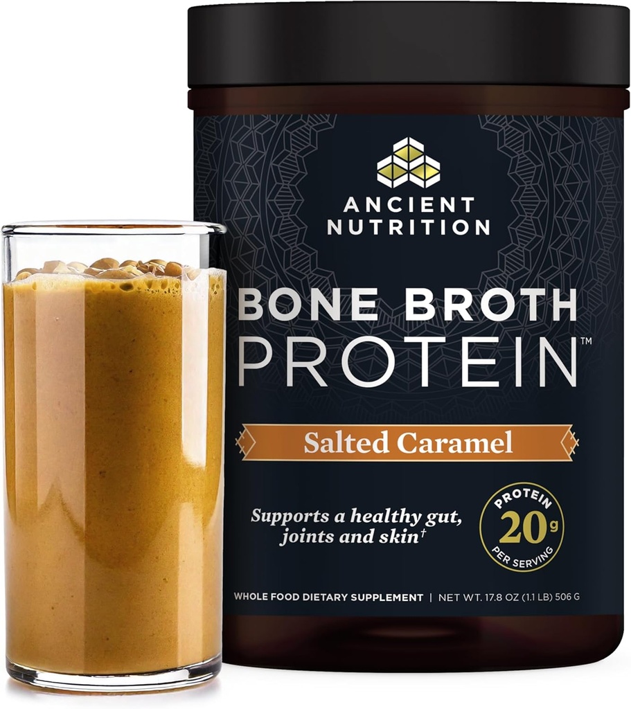 Eski Beslenme Kemik Broth Protein Tozu, Salted Caramel, 19g proteini, sığır, Sağlıklı Cilt, Gut Health, Ortak Tamam, Gluten Free, Paleo ve Keto Dostu, 20 Hizmet