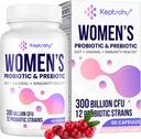 Kadınlar için Vaginal Probiyotikler - 300 Milyar CFUs 12 Strains Probiyotiks with Prebiyotik, Organic Cranberry Extract Daily Women's Probiyotik for Vaginal, Urinary, Digestive, Gut, Immune Health, 60 Capsules