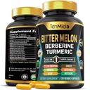 Bitter Melon Capsules - 10in1 Formula - Berberine, Ceylon Cinnamon, Turmeric, Moringa, Neem, Ginger, Gotu Kola, Artichoke ve Black Pepper - 4 Ay Supply