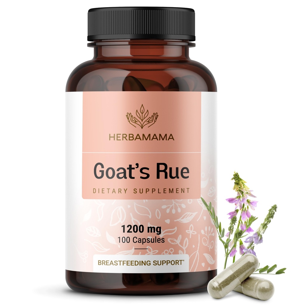 HERBAMAMA Goat's Rue Capses - 1200mg Galega Officinalis για την υποστήριξη γαλακτοπαραγωγής μητρικού γάλακτος - Vegan, μη ΓΤΟ Goats Rue Herb Γαλουχία συμπλήρωμα