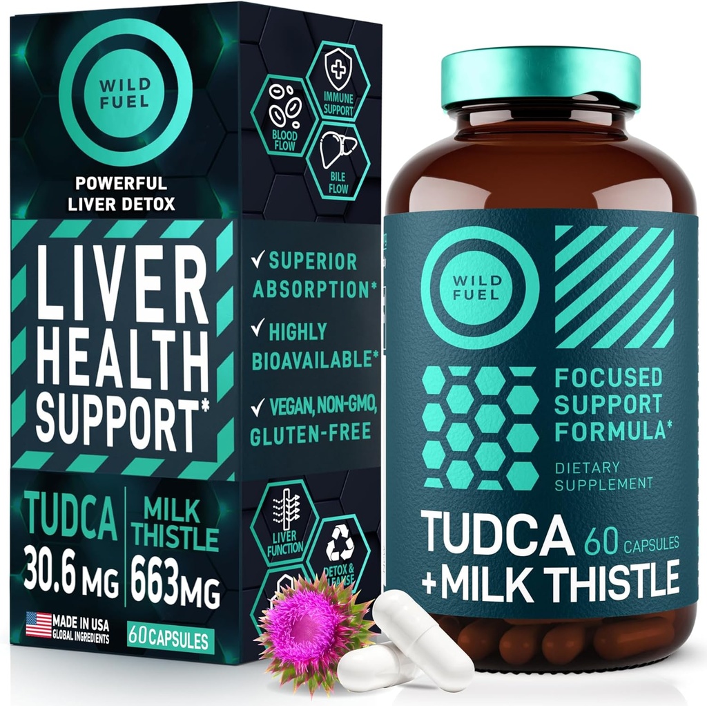 TUDCA ve Süt Butle Supplement - Bile Salts Supplement with Silymarin Milk Thistle Extract Liver Cleanse, Gallbladder, Kidney, Gut Health - Ursolic Acid Tudca Bile Salt Liver Health - 60 Capsules Supplement