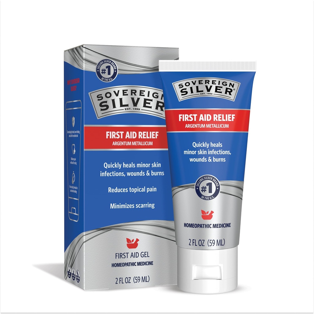 Sovereign Silver First Aid Gel - Argentum Metallicalum Gel Wound Care Support, Topic Skin Care for Minor Skin Irritations with Convenient Pump - 2 fl oz (59 mL)