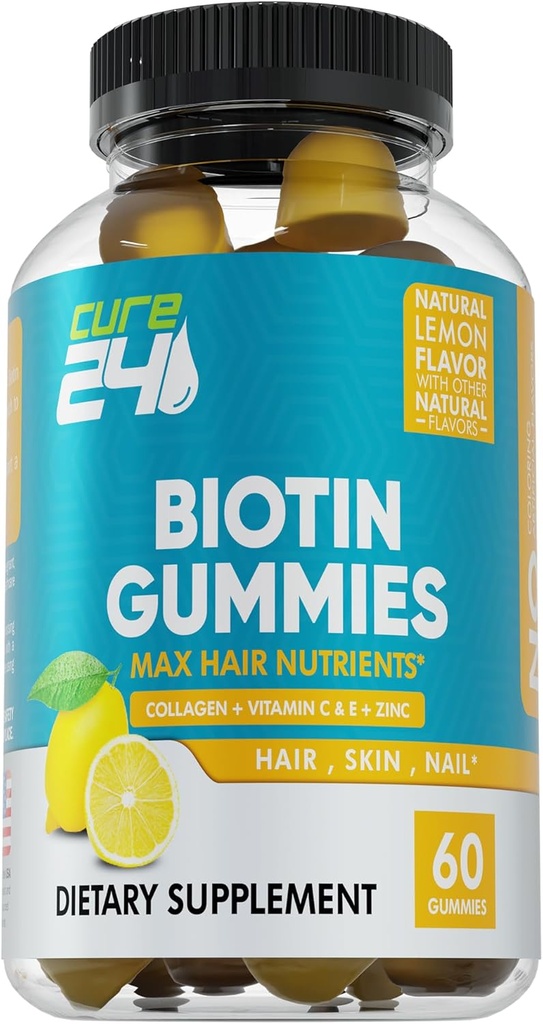 C, E, Collagen ve çinko ile Vitaminler, Saç Büyümesi için Biyotin Gummies, Nail, Skin, Support, ABD'de 60 Gummies