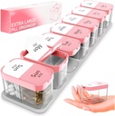 Ekstra Büyük Haftalık Pill Organizer - XL Vitamini 7 Detachable AM PM Karşılaştırmalar - Ev ve Seyahat için Portatif Tıp Hediyesi, Haftalık veya Günlük kullanım için Big Supplement Konteyner, Pink Bio