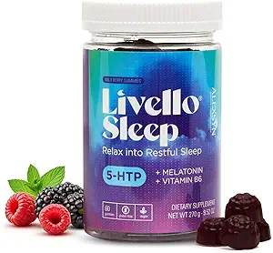 Livello Sleep Wild Berry Gummies - 60 5HTP, Melatonin ile Doğal Uyku Desteği ve Barışlı Gece Için B6 Vitamini, Vegan & Gluten-Free Night, Vegan & Gluten-Free