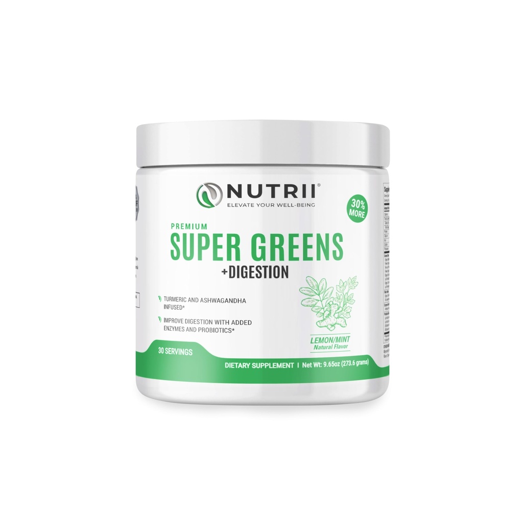 Organic Green Immunity Superfood Powder - Καταπραΰνει Digestion, ενισχύει την υγιεινή ζωτικότητα και την ενέργεια. Φόρμουλα ταχείας δράσης με προβιοτικά, ένζυμα, κουρκουμά και Ashwagandha (30 σέρβις λεμόνι-Mint)