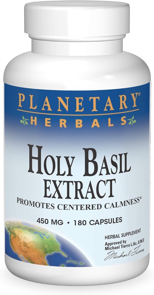 PLANETARY HERBALS Holy Basil Extract, Supports Centered Calmness, 180 Count