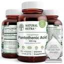 Doğal Nutra Time release Pantothenic Acid 500 mg, Vitamin B5 Supplement Helps Break Down Fat and Carbohidrats, Metabolism ve Enerji, Kas Sağlığını Geliştirin, Skin Spots'ı 60 Vejetaryen Tabletlerini Azalın