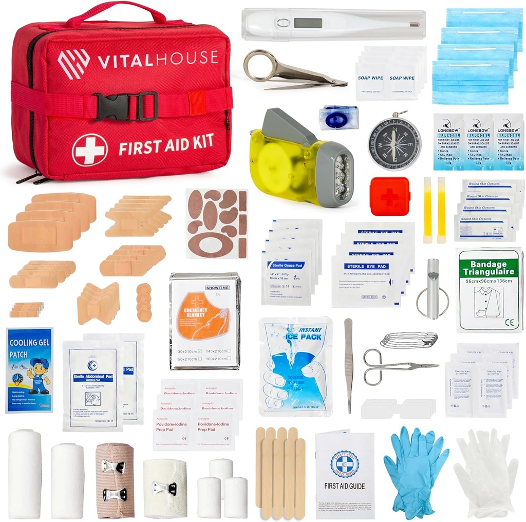 346 Piece First Aid Kit Survival - Profesyonel Su Travma Tıbbi Kit Acil Durum, Ev için İdeal, Ofis, Araba, Seyahat, Açık, Camping, Hiking - Portatif Acil Malzeme Bag