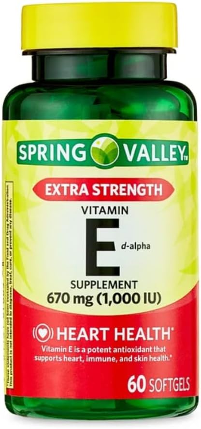Genric Spring Valley Vitamini E Ekstra Kuvvetli E D-Alpha Spring Valley Softgels, 670 mg (1.000 IU), 60 Kont