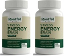 Stres Enerji Beyin - Cortisol, Stres, Enerji Desteği - Rhodiola Rosea, Lions Mane, L Theanine, Ginkgo Biloba, Milk Thistle, Iron - 2 Ay Supply