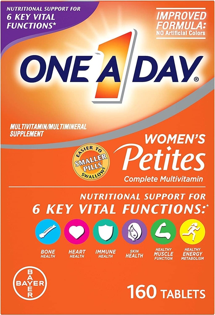 Bir Gün Kadın Petites Multivitamin, A Vitamin C, Vitamin D, Vitamin E ve Çinko Immune Health Support, B Vitaminleri, Biotin, Folate (as folic Acid) & More, 160 Count