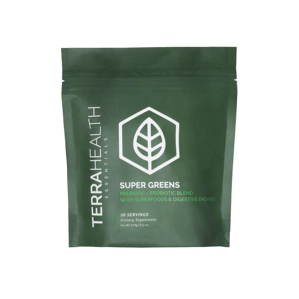 Terra Health Essentials® Super Greens | Organik Superfood Greens Toz | Gluten-Free Gut-Friendly Probiyotiks | 30 Hizmet