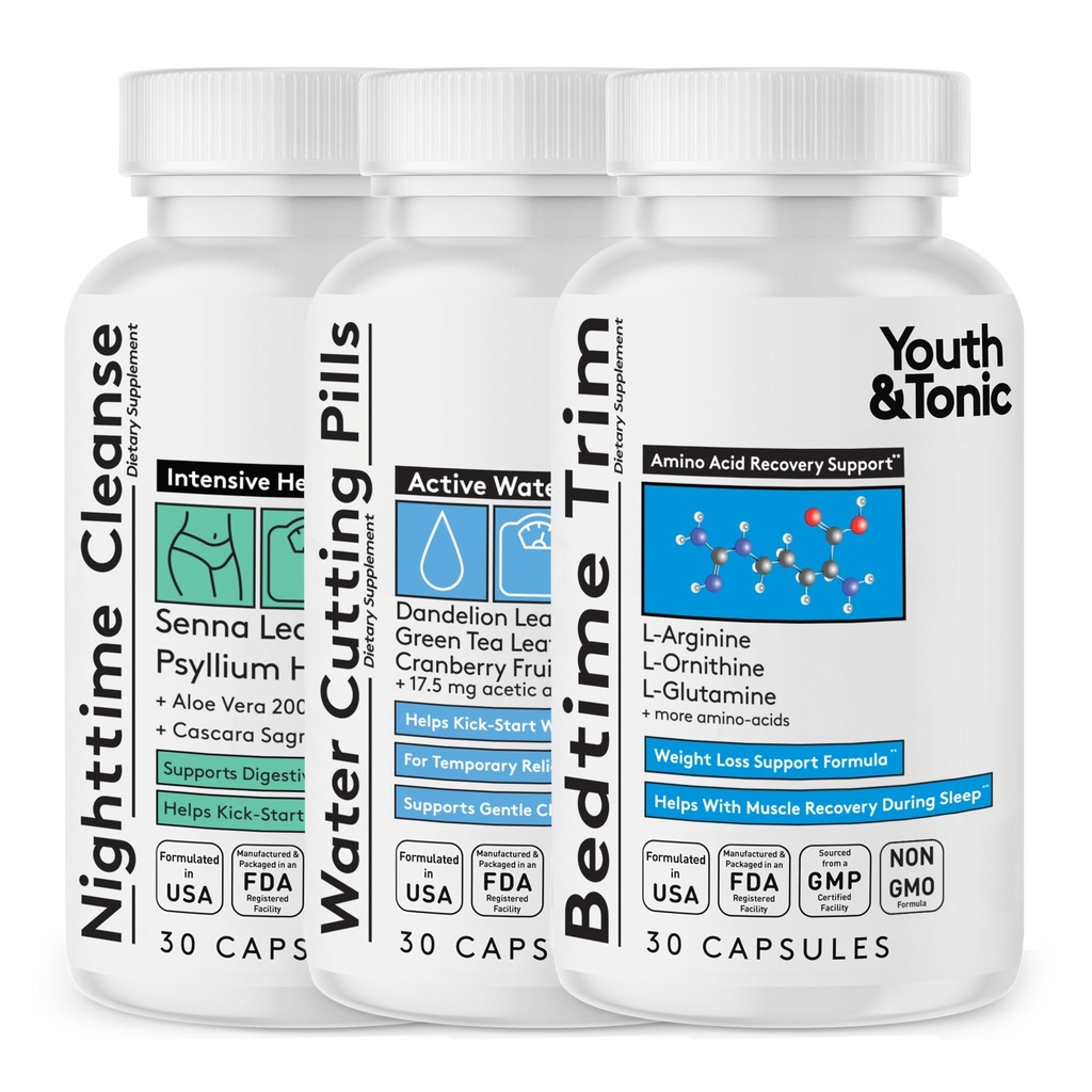 Gençlik ve Tonic Sculpt Lean Cleanse – Feel Lighter & More Toned, Water Kilo & Bloating Relief, Detox & Akış Desteği – Bedtime Trim, 15 Day Colon Cleanser, 90 Pills for Metabolism & Defined Body