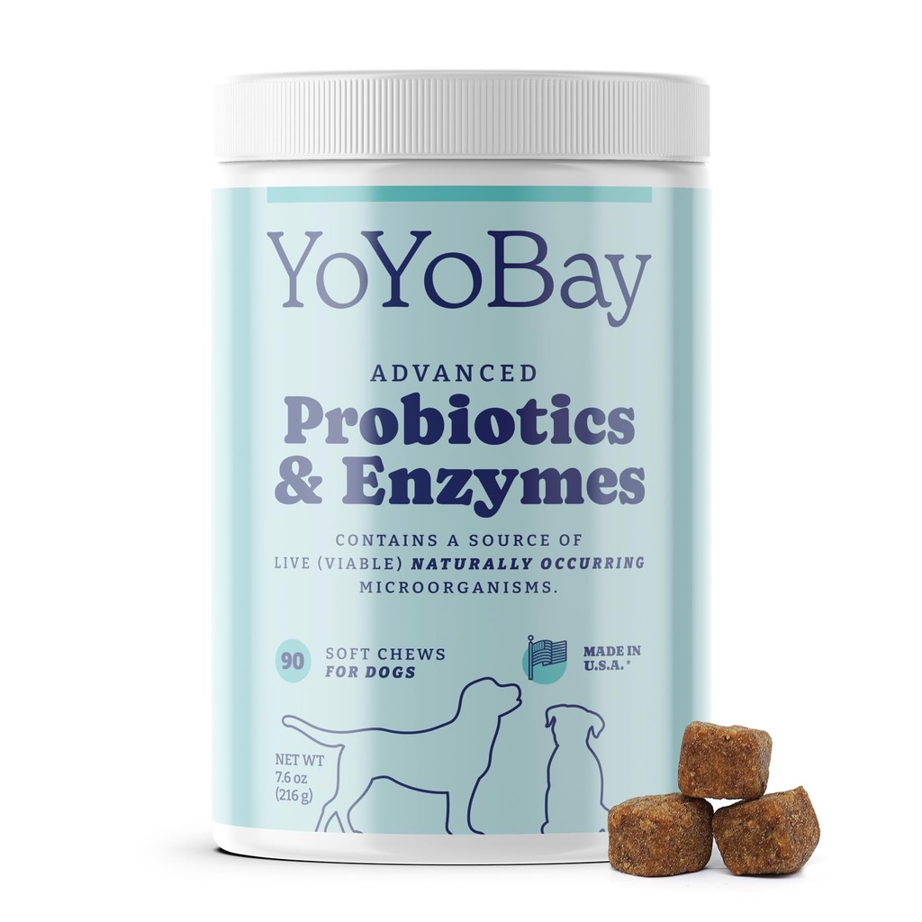 Köpekler için probiyotikler, Köpek Probiyotikleri ve Digestive Enzymes, Pre & Probiyotik 1 Milyar CFUs, Gut Health ve Digestive Health, Yeast Balance, Immune Support, 90 Soft Chews
