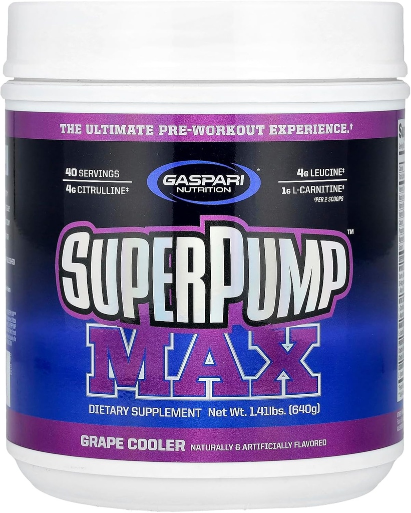 Gaspari Beslenme SuperPump Max, Grape Cool, 1.41 lbs (640 g)