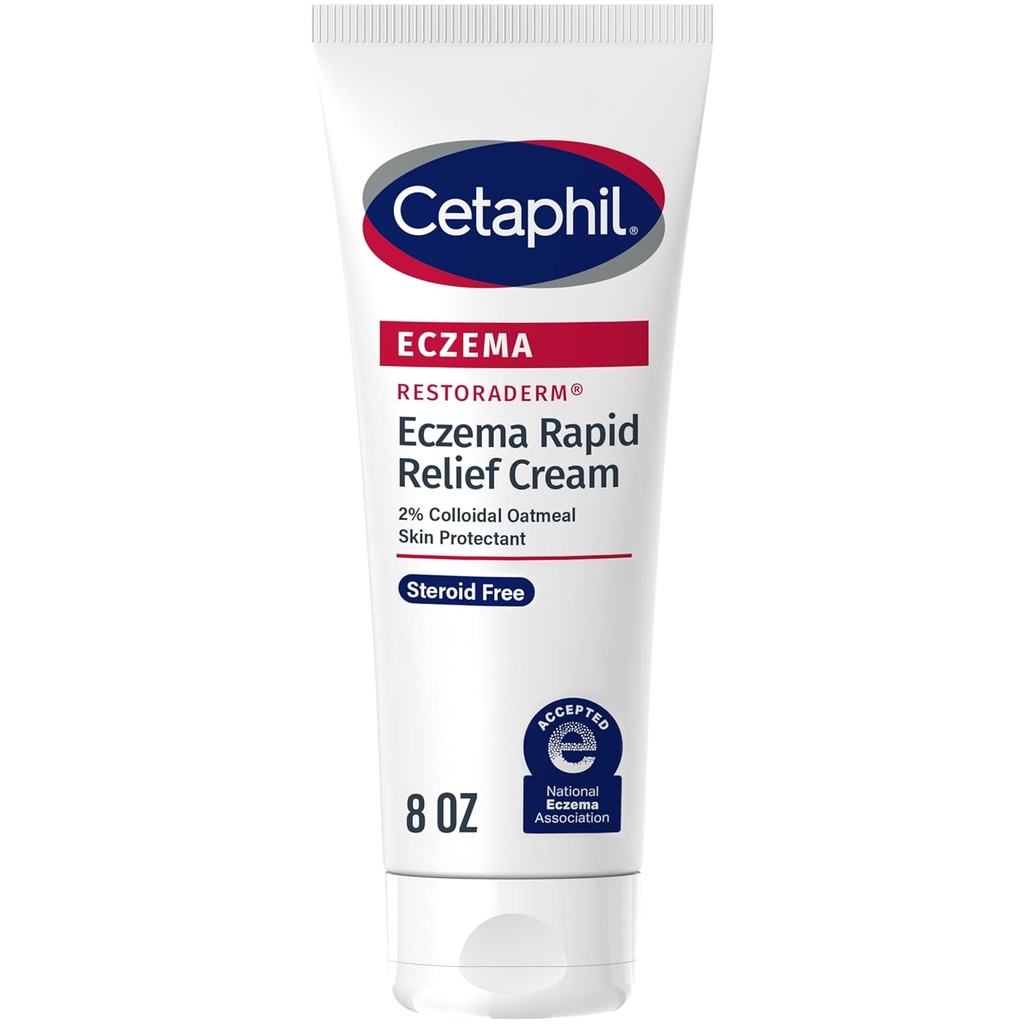 CETAPHIL ECZEMA RESTORADERM FLARE-UP RELIEF CREAM için, Eczema Prone Skin, 8 oz, Engel onarımı, 48 Saat Hydration, 2 Skin Korumalı Koloidal Oatmeal, Steroid Free