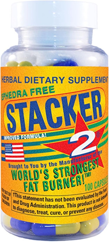 Stacker 2 Fat Burner Capsules, Ephedra Free, 100-Count Şişe
