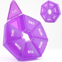 Haftalık Pill Organizer, 2 Pack Portatif Pill Box Tıp davası 6 Renk (Seven Day) Vitamin/Fish Oil /Pills/Supplements-Arthritis Friendly (Purple)