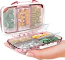 Seyahat Pill Organizer - Moisture Proveratif Vitamin Sahibi 7 Karşılaştırmalı, Purse Essential Tıp Kit için Compact Supplement Case for Purse Essential Medicine Kit fot Traveling Pocket Eczanesi için Etiketler, Pink