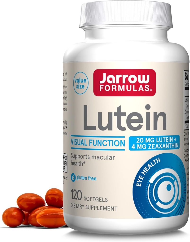 Jarrow Formulas Lutein 20 mg με Zeaxanthin, συμπλήρωμα διατροφής για την οπτική λειτουργία και Macular Υποστήριξη Υγείας, 120 Softgels, 120 Day Supply