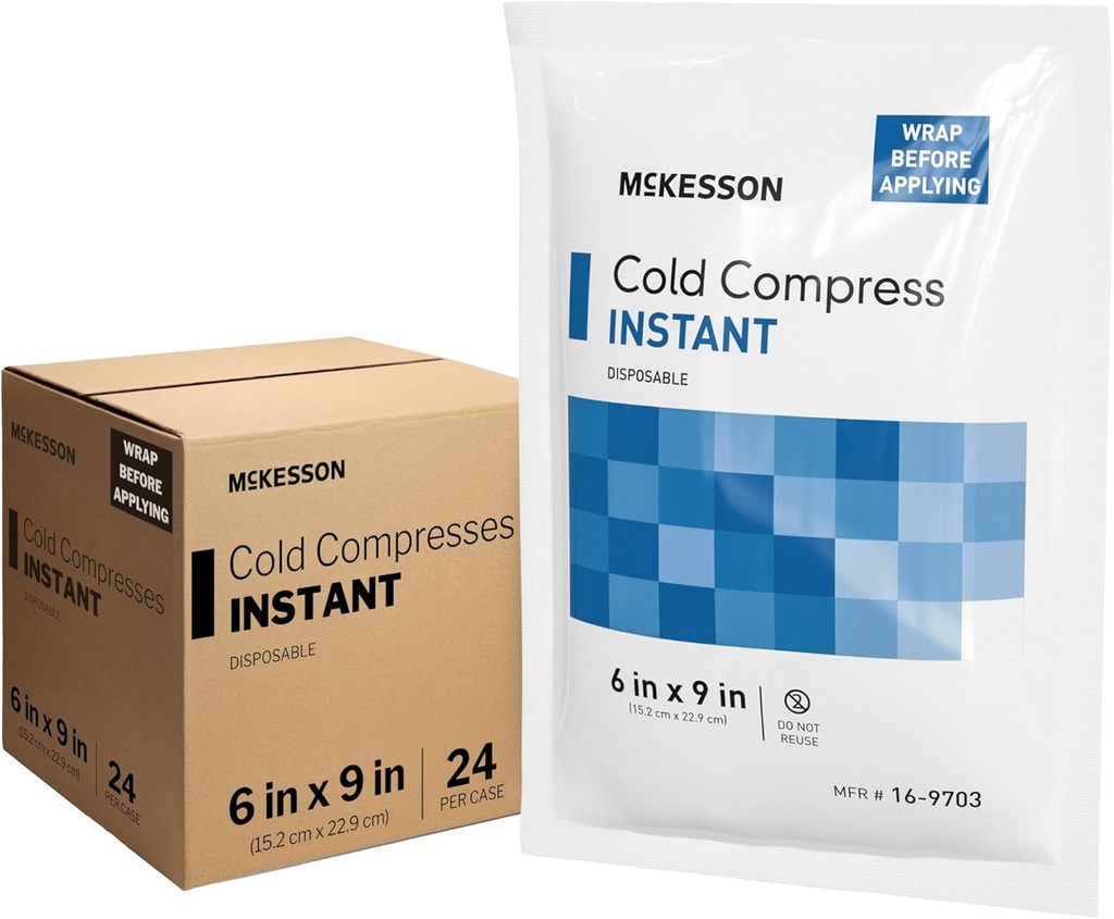 McKesson Instant Cold Packs 6" x 9" [24 Pack] - Injuries Exclusive, Pain Relief, Swelling, Sprates - Travel Cold Compress for Sports, First Aid, Toothache