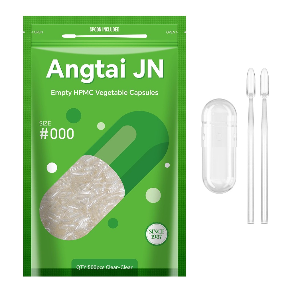 Κάψουλες Μέγεθος 000 Vegan Κενό φυτό με βάση Clear (500 Count) Χωρίς γλουτένη, μη ΓΤΟ, Halal Certified Pill Caps Filling Kit με 2 κουτάλια για χορτοφάγους DIY δικά σας συμπληρώματα