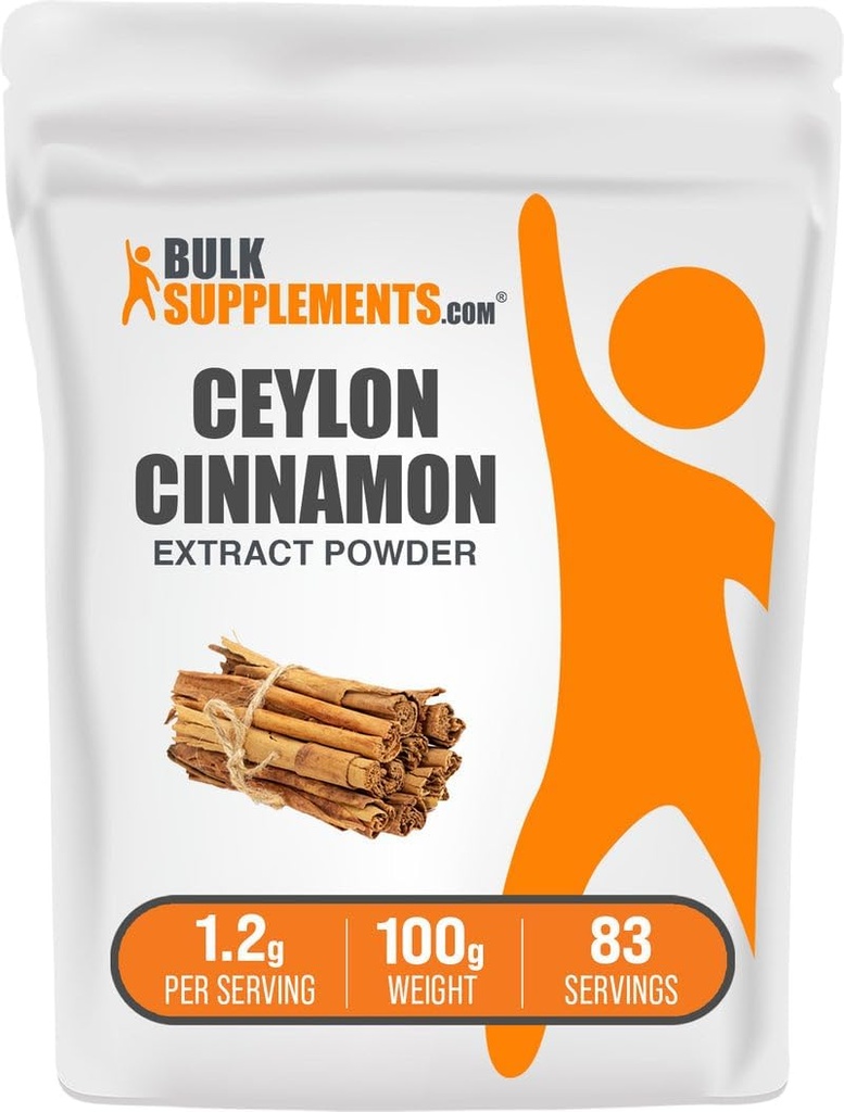 BulkSupplements.com Cinnamon Bark Extract Toz - Ceylon Cinnamon Supplement, Herbal Supplement - Vegan & Gluten Free, 1.2g per Service, 100g (3.5 oz) (Pack of 1)