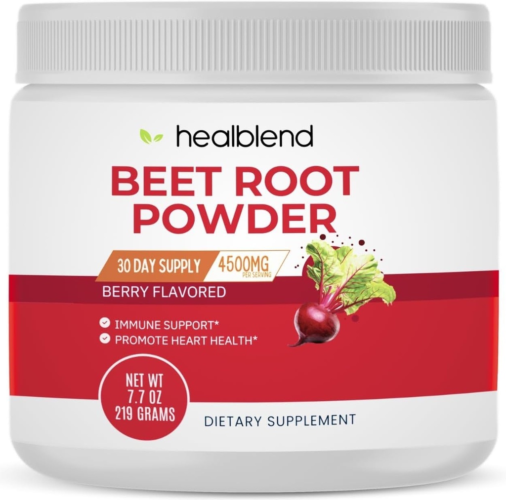 healblend Organic Beet Root Powder - Nitric Oxide Beets, Healthy Blood Pressure Support, Blood Circulation Superfood Blueberry Flavored - 30 Servings