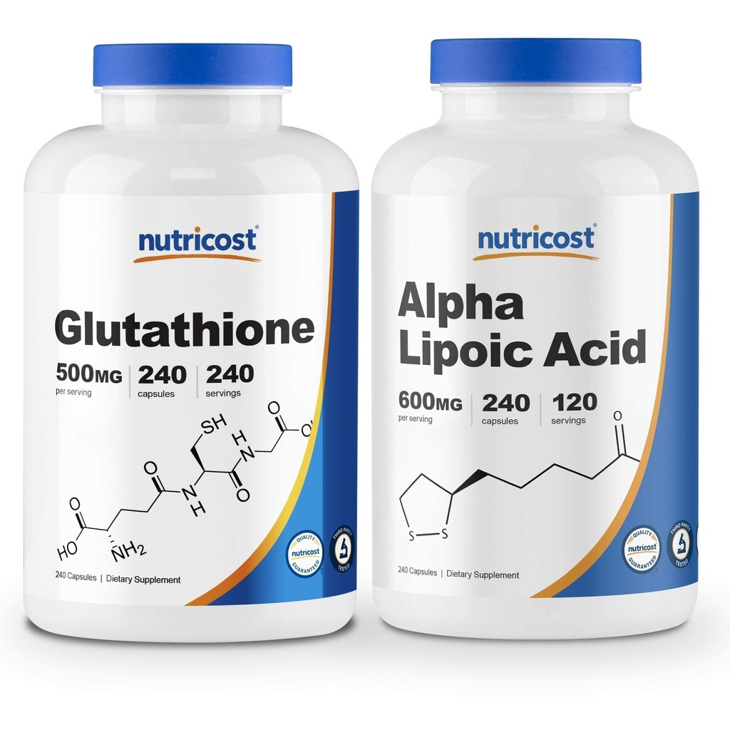 Nutricost Alpha Lipoic Acid 600 mg, 240 Caps Glutathione 500 mg, 240 Caps