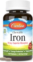 Carlson - Μασώμενος σίδηρος, 30 mg, Superior Απορρόφηση, Υγεία του Αίματος, Ενεργειακή Παραγωγή & Βέλτιστη Ευεξία, Μασώμενο συμπλήρωμα σιδήρου για γυναίκες & άνδρες, Φυσική γεύση φράουλας, 120 δισκία