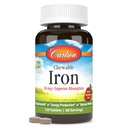 Carlson - Chewable Iron, 30 mg, Superior Abception, Blood Health, Energy Production & Optimal Wellness, Kadınlar ve Erkekler için Chewable Iron Supplement, Natural Strawberry Flavor, 120 Tablet