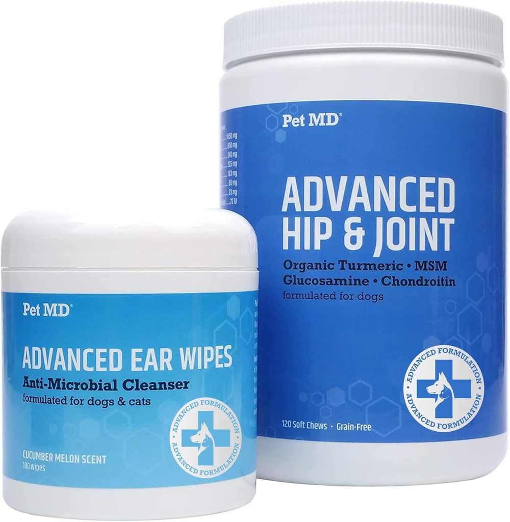 Pet MD Gelişmiş Kulak Wipes + Gelişmiş Hip & Ortak