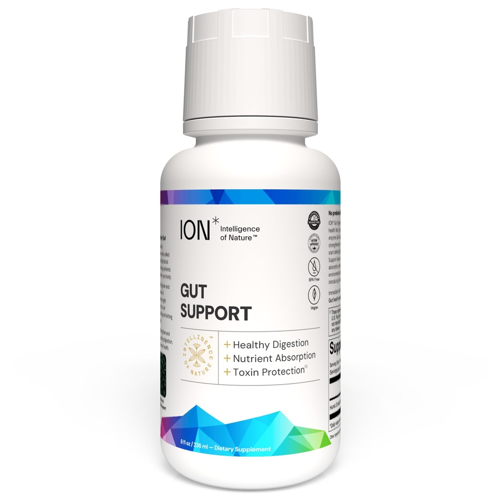 ION* Nature Gut Support Liquid Supplement - Gut & Digestive Health Liquid Drops, Cleanse & Detox, Kadınlar ve Erkekler için Humic Extract - 8 fl oz (Pack of 1)