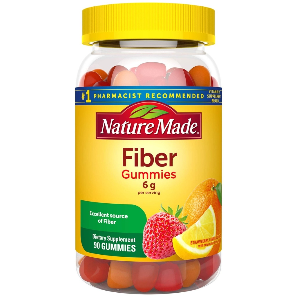 Nature Made Fiber 6 g, Digestive Health Support, 90 Fiber Gummies, 30 Day Supply